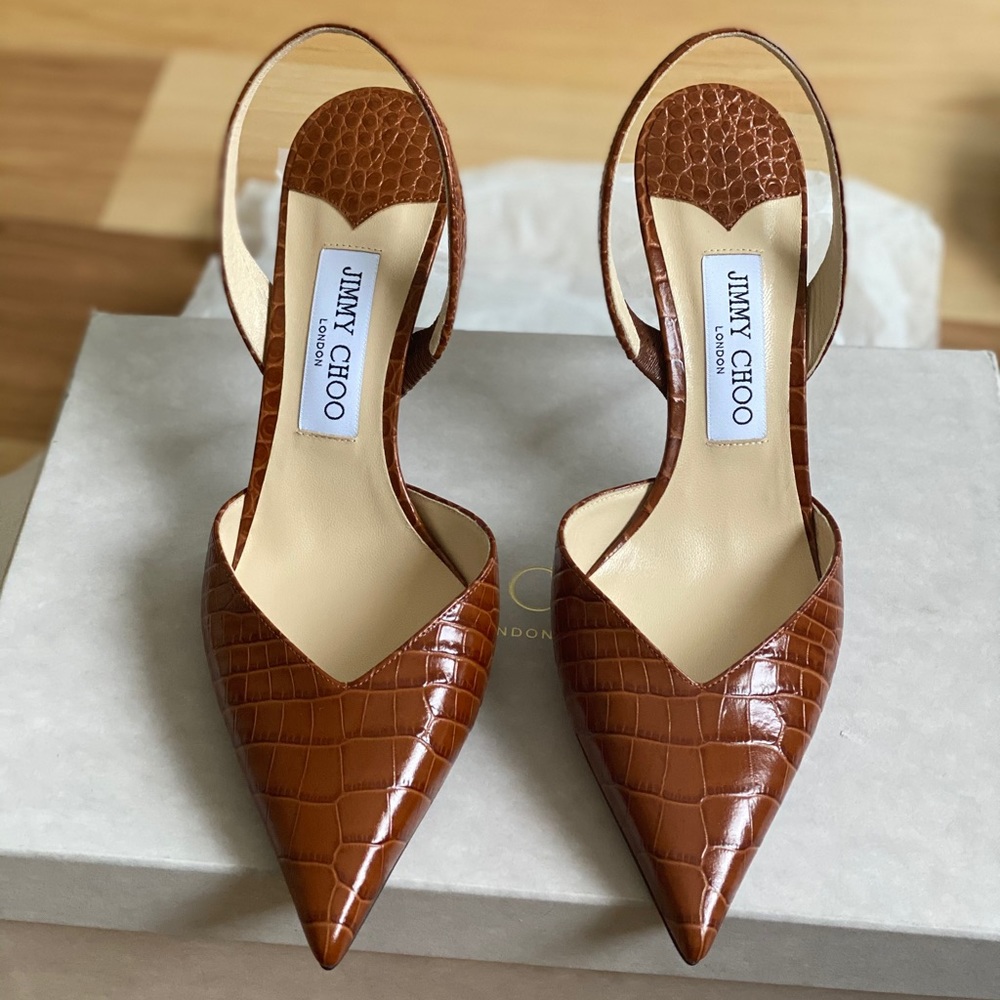 JIMMY CHOO Thandi 65 croc-effect leather pumps